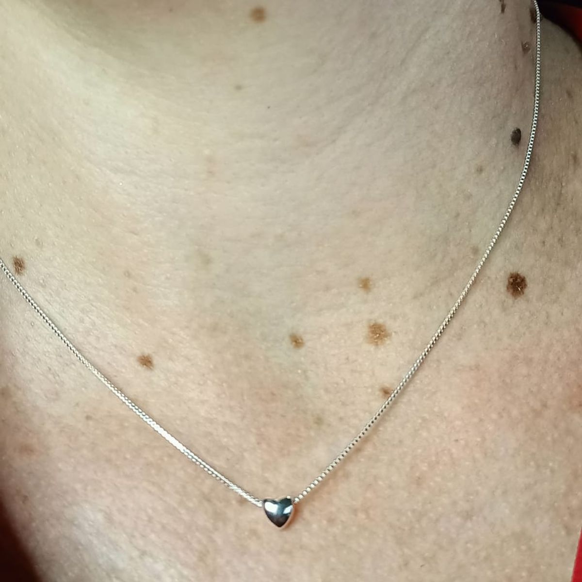 ELBAULDEJUMA - Collar corto colgante corazón chico plata fina ley S925 San valentine