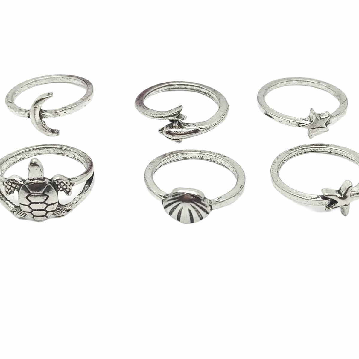 ELBAULDEJUMA - Conjunto pack Set 6 anillos midi nudillo especies mar estrella