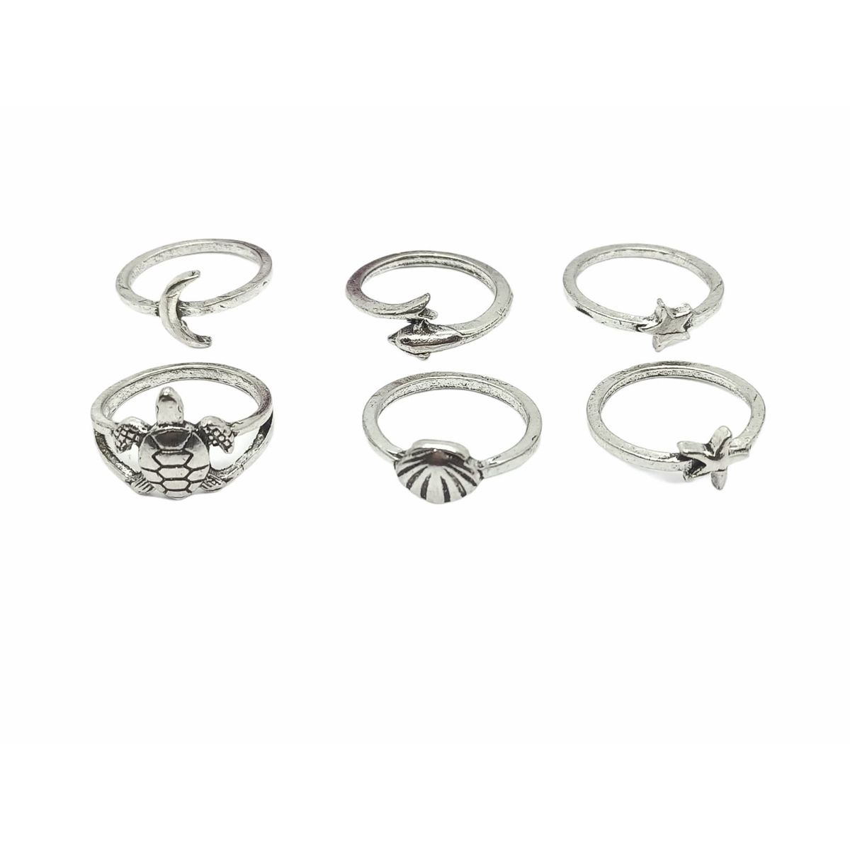 ELBAULDEJUMA - Conjunto pack Set 6 anillos midi nudillo especies mar estrella