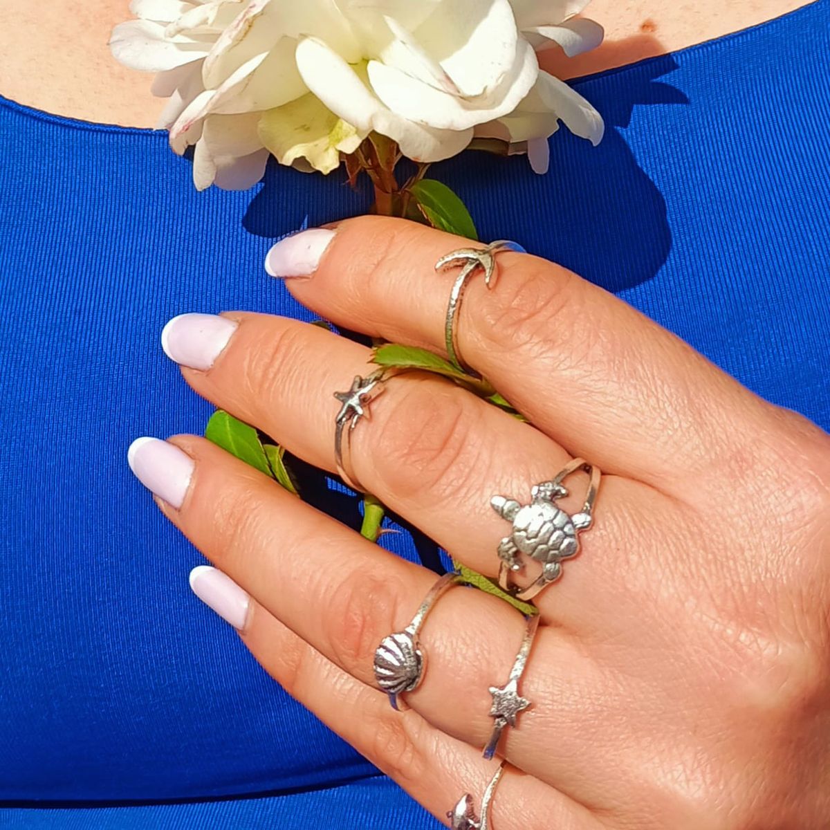 ELBAULDEJUMA - Conjunto pack Set 6 anillos midi nudillo especies mar estrella