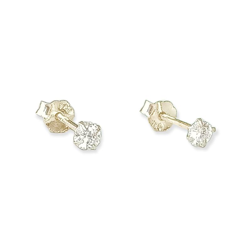 ELBAULDEJUMA - Pendientes puntos de luz zirconio 3mm plata fina ley S925