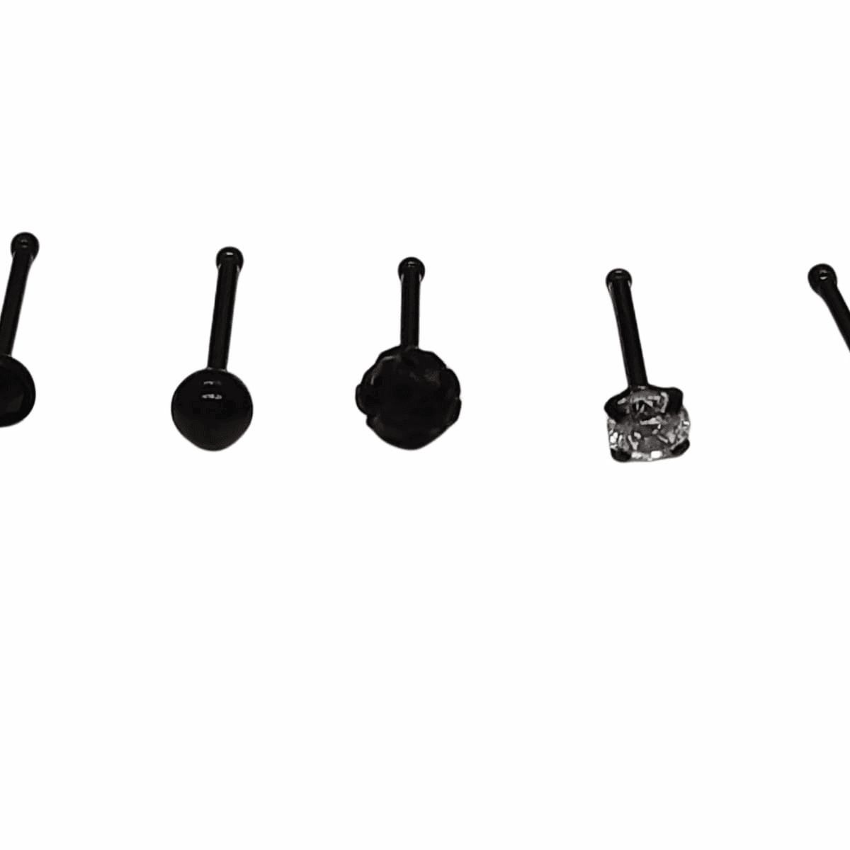 ELBAULDEJUMA - Conjunto set 5 piercing tipo i acero negro  punk nostril