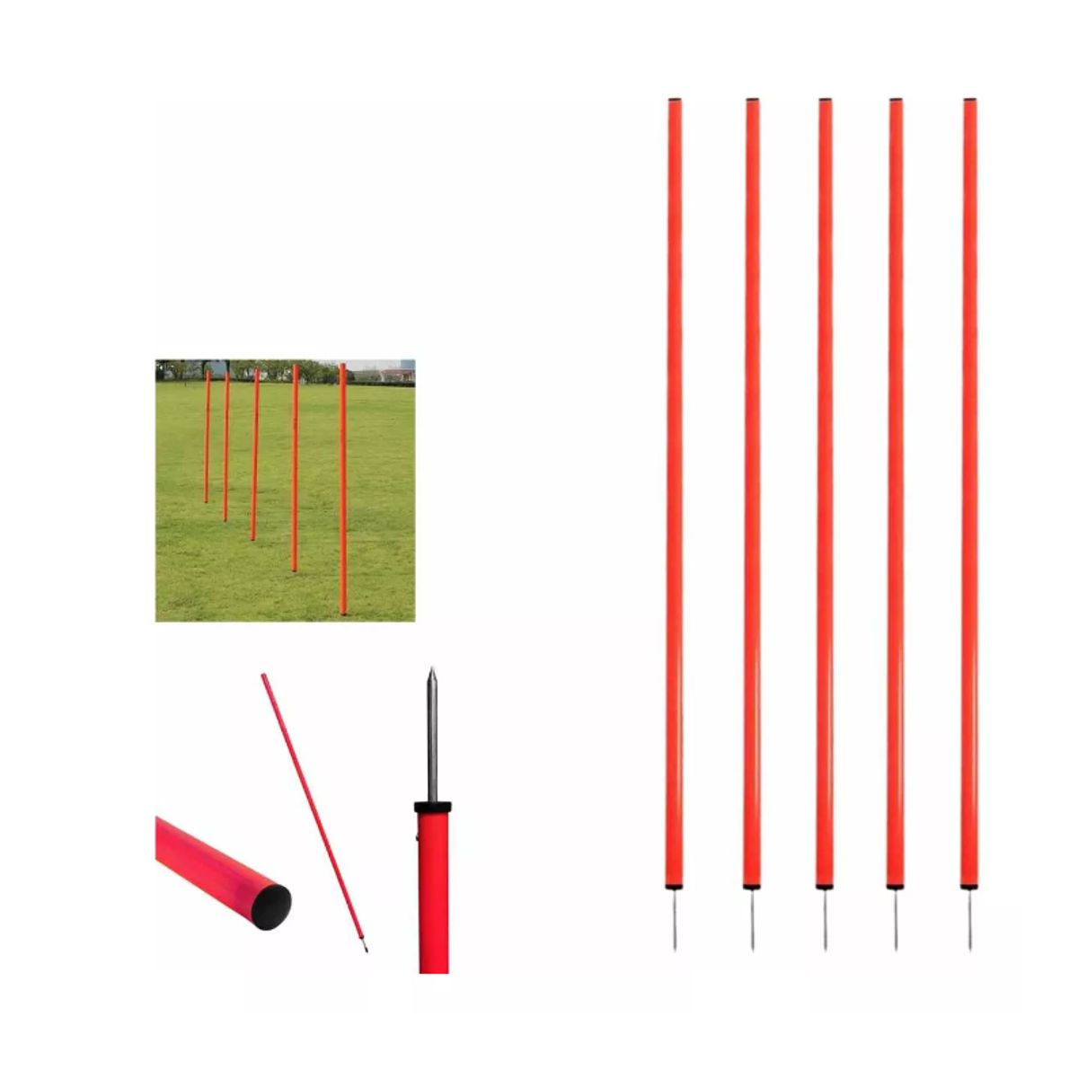 GENERICO - Pack 5 Bastones 1.5 Mts Slalom De Entrenamiento Con Estaca