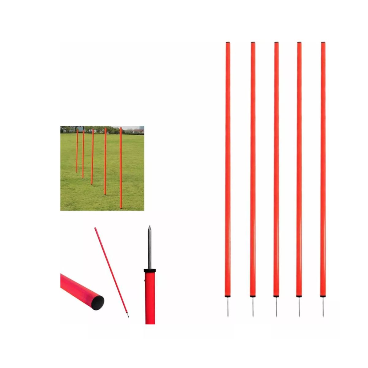 GENERICO - Pack 5 Bastones 1.5 Mts Slalom De Entrenamiento Con Estaca