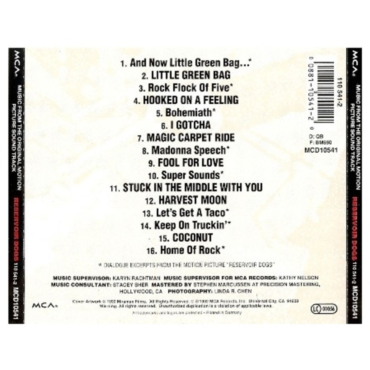 HITWAY MUSIC - RESERVOIR DOGS - O.S.T. - CD HITWAY MUSIC