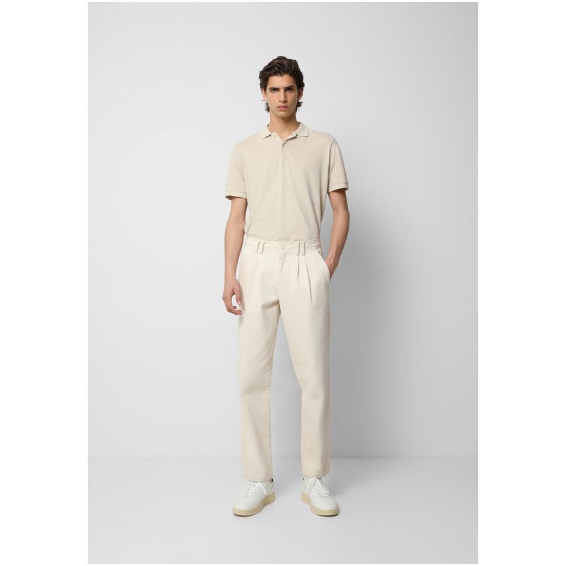SCALPERS - Pantalón Premium Doble Pinza Sarga Off White