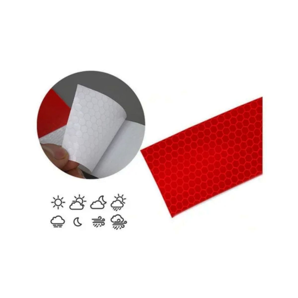 GENERICO - Cinta Adhesiva Reflectante Roja Y Blanca 50 Mm X 45 Metros