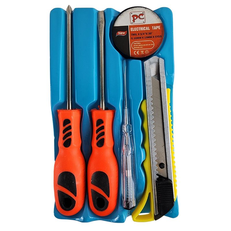 GENERICO - Set de Herramientas 5 piezas Destornillador Cutter Multicolor