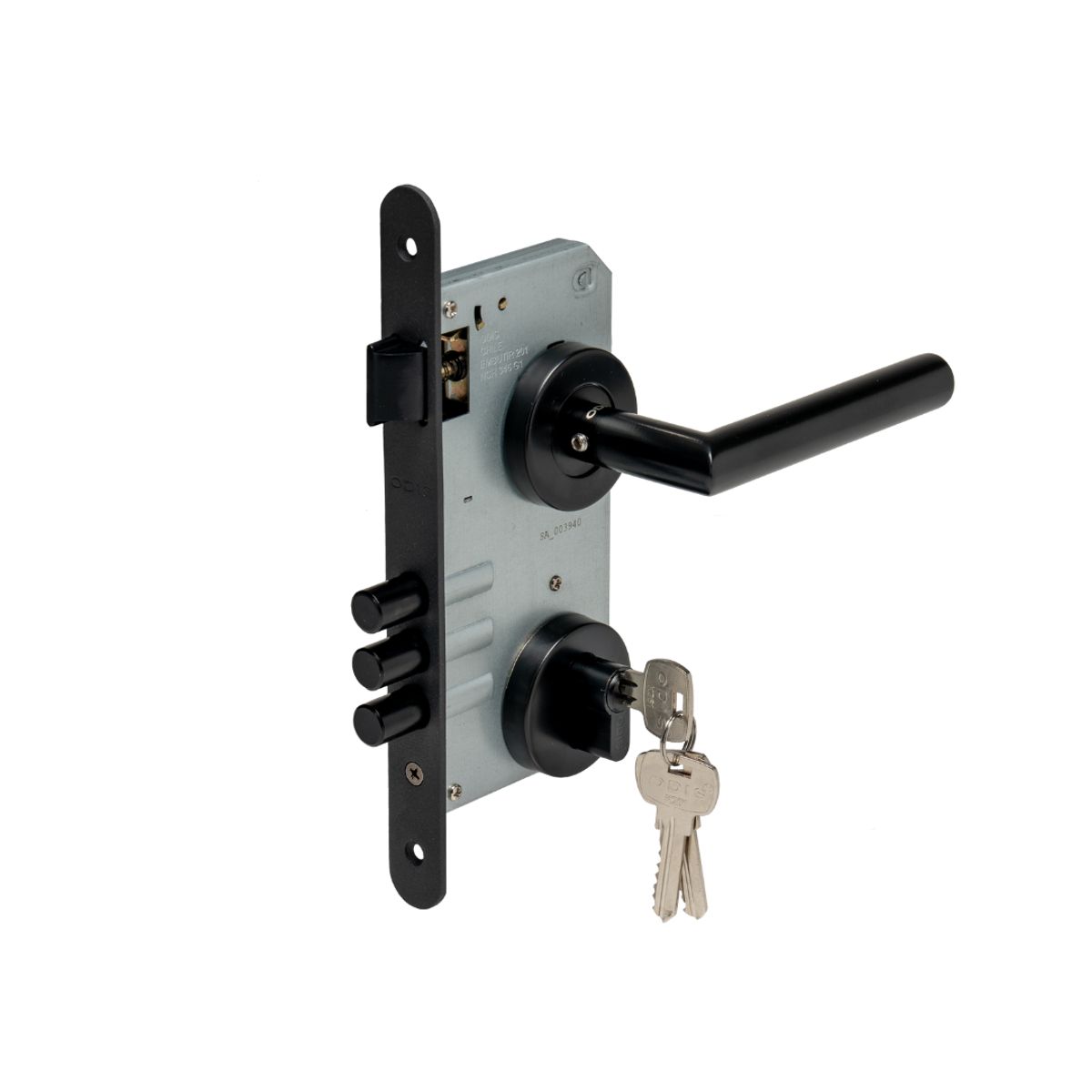 ODIS - Set de Acceso Cerradura Embutir 201 + Manilla 9480 - Negro
