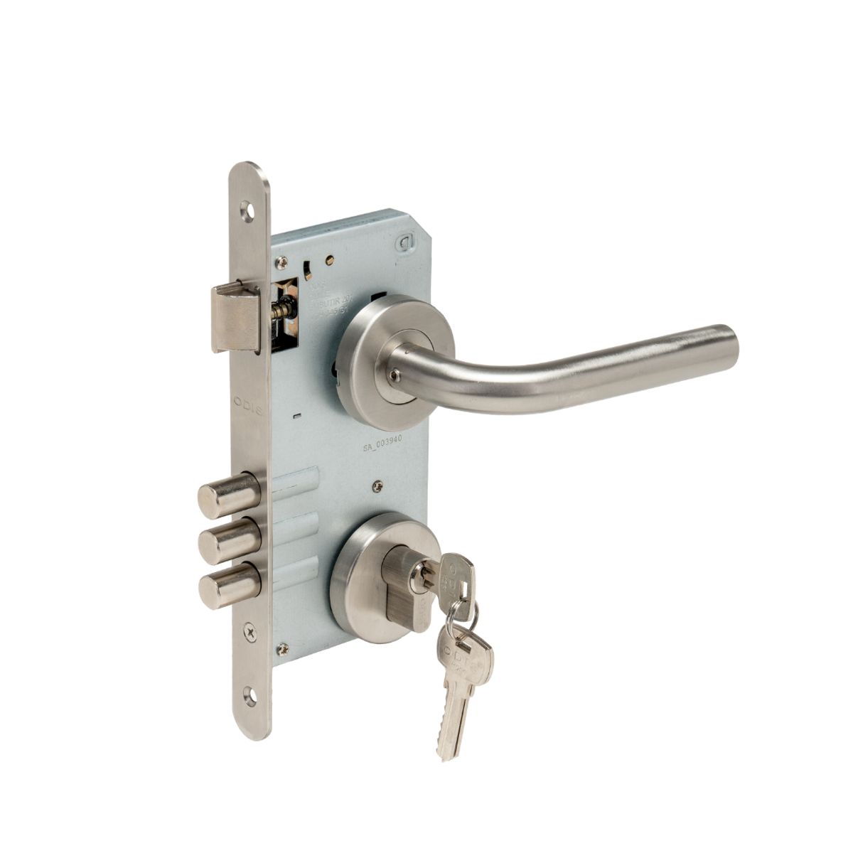 ODIS - Set de Acceso Cerradura Embutir 201 Odis + Manilla 9380 - Plata
