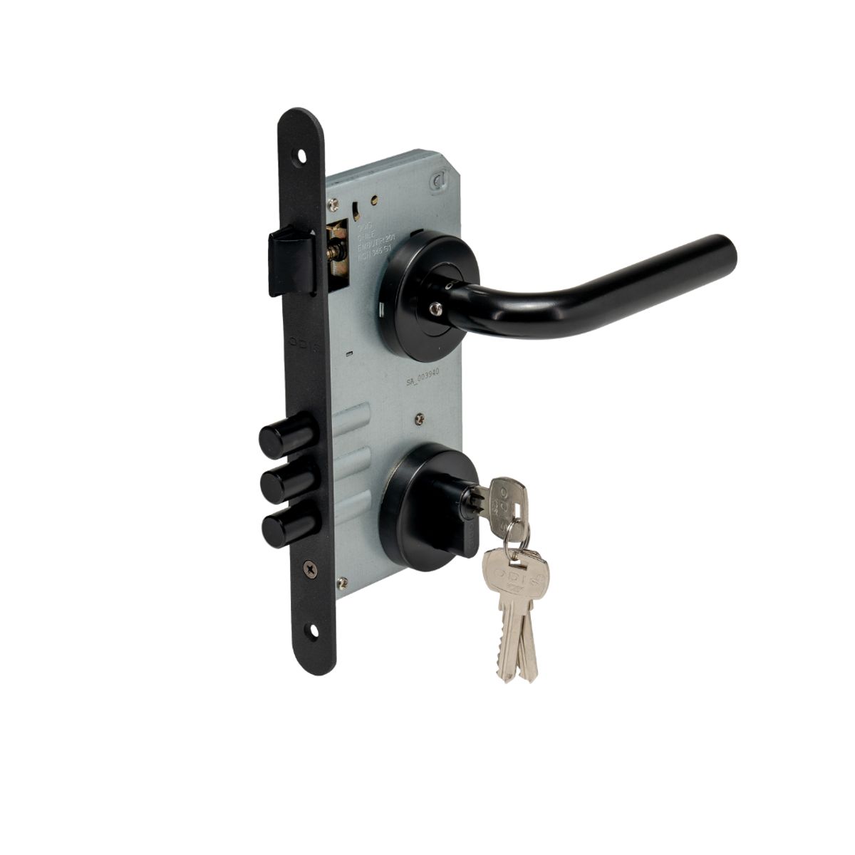 ODIS - Set de Acceso Cerradura Embutir 201 + Manilla 9380 - Negro