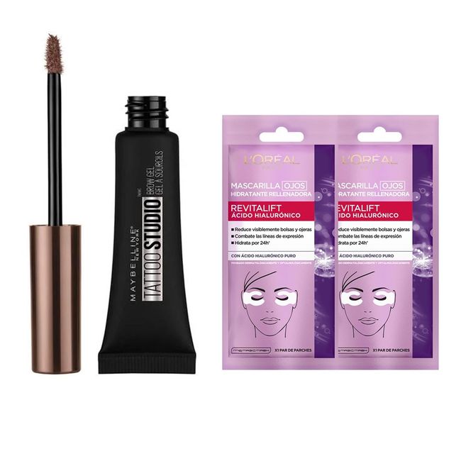 MAYBELLINE - Gel Para CejasTattoo Brow T257 Medium Brown Maybelline + Mascarailla Ojos Revitalift