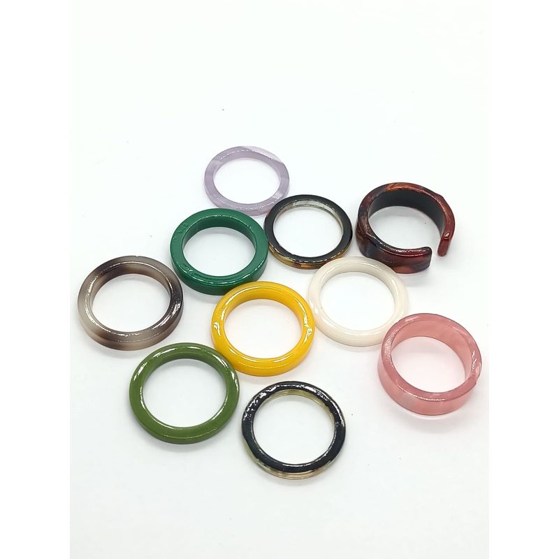 ELBAULDEJUMA - Conjunto set anillos resina color tallas varias y ajustable