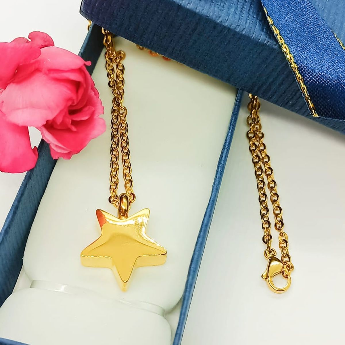 ELBAULDEJUMA - Colgante anfora urna cremacion estrella chapado en oro 18kl