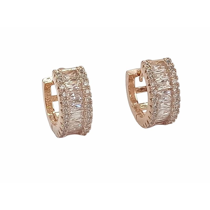 ELBAULDEJUMA - Argollas pequeñas baño oro aros zirconia niña lujo