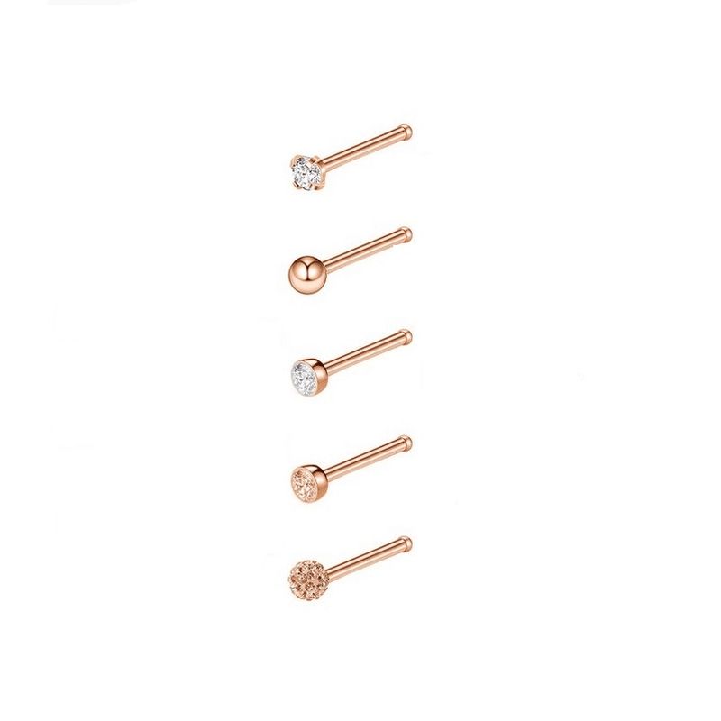 ELBAULDEJUMA - Set 5 piercing acero negro nariz punk nostril forma I