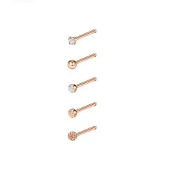 ELBAULDEJUMA - Set 5 piercing acero negro nariz punk nostril forma I