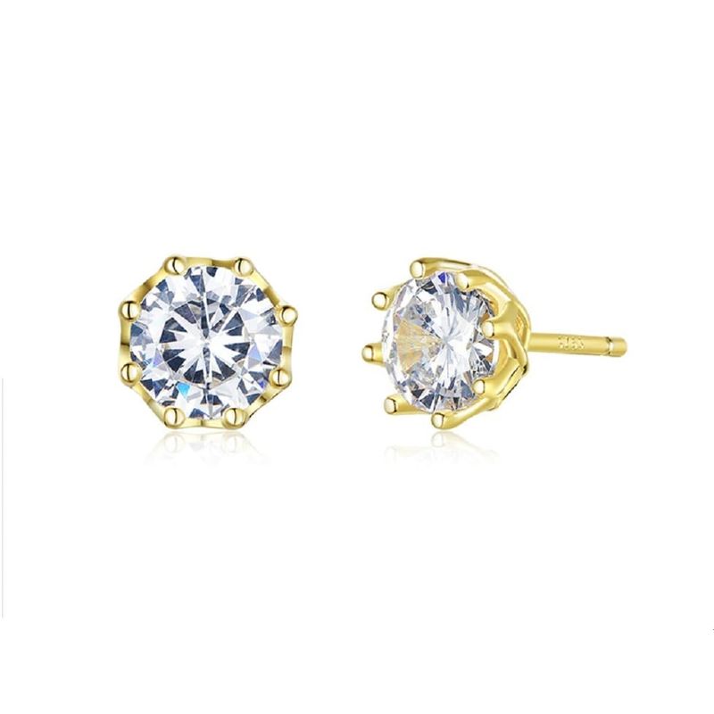 ELBAULDEJUMA - Aros plata chapados en oro 18 kl zirconia AAA punto de luz
