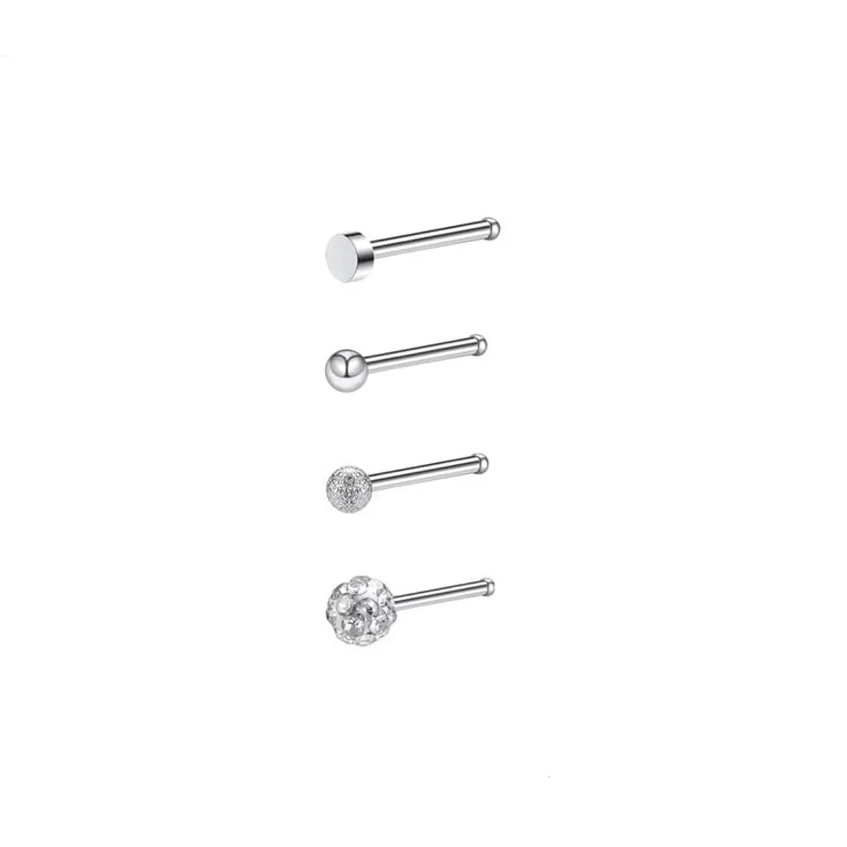 ELBAULDEJUMA - Conjunto set 4 piercing nariz acero plateado nostril forma i punk