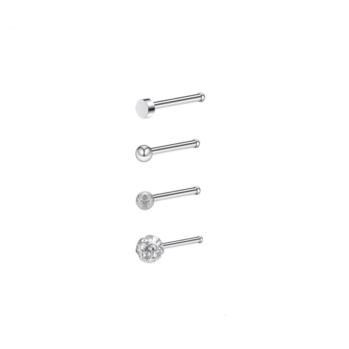 ELBAULDEJUMA - Conjunto set 4 piercing nariz acero plateado nostril forma i punk