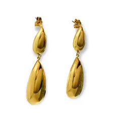 ELBAULDEJUMA - Pendientes tipo Drop gota Largos Espejo Elegantes Chapado Oro 18kl