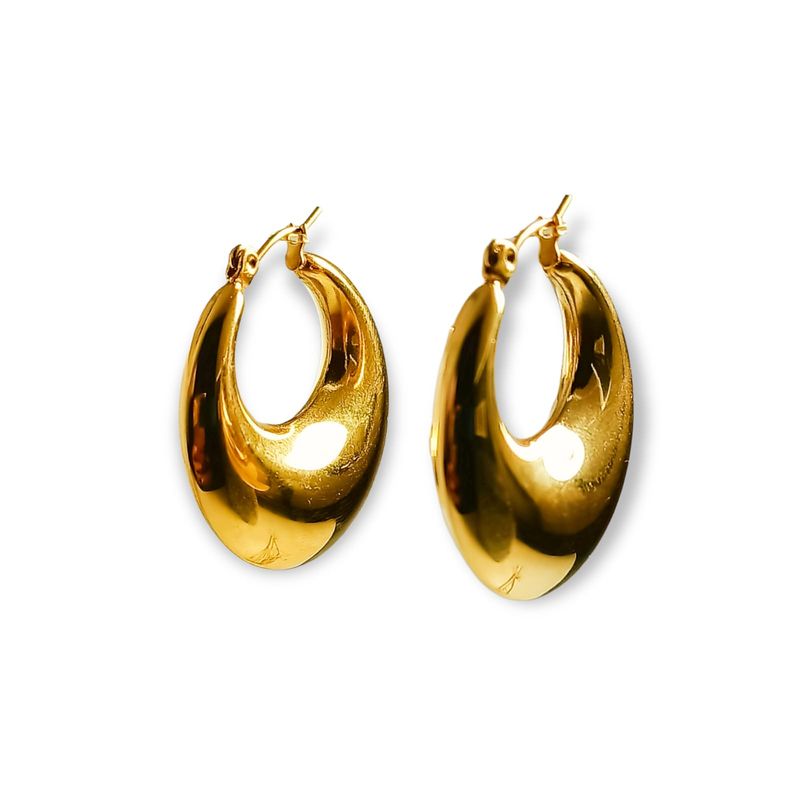 ELBAULDEJUMA - Argollas Aros Bote Minimalista Inflada Chapado En Oro 18k chunky