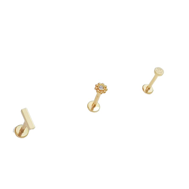 ELBAULDEJUMA - Conjunto set Piercing a presión Chapado En Oro 18k Nostril Labret