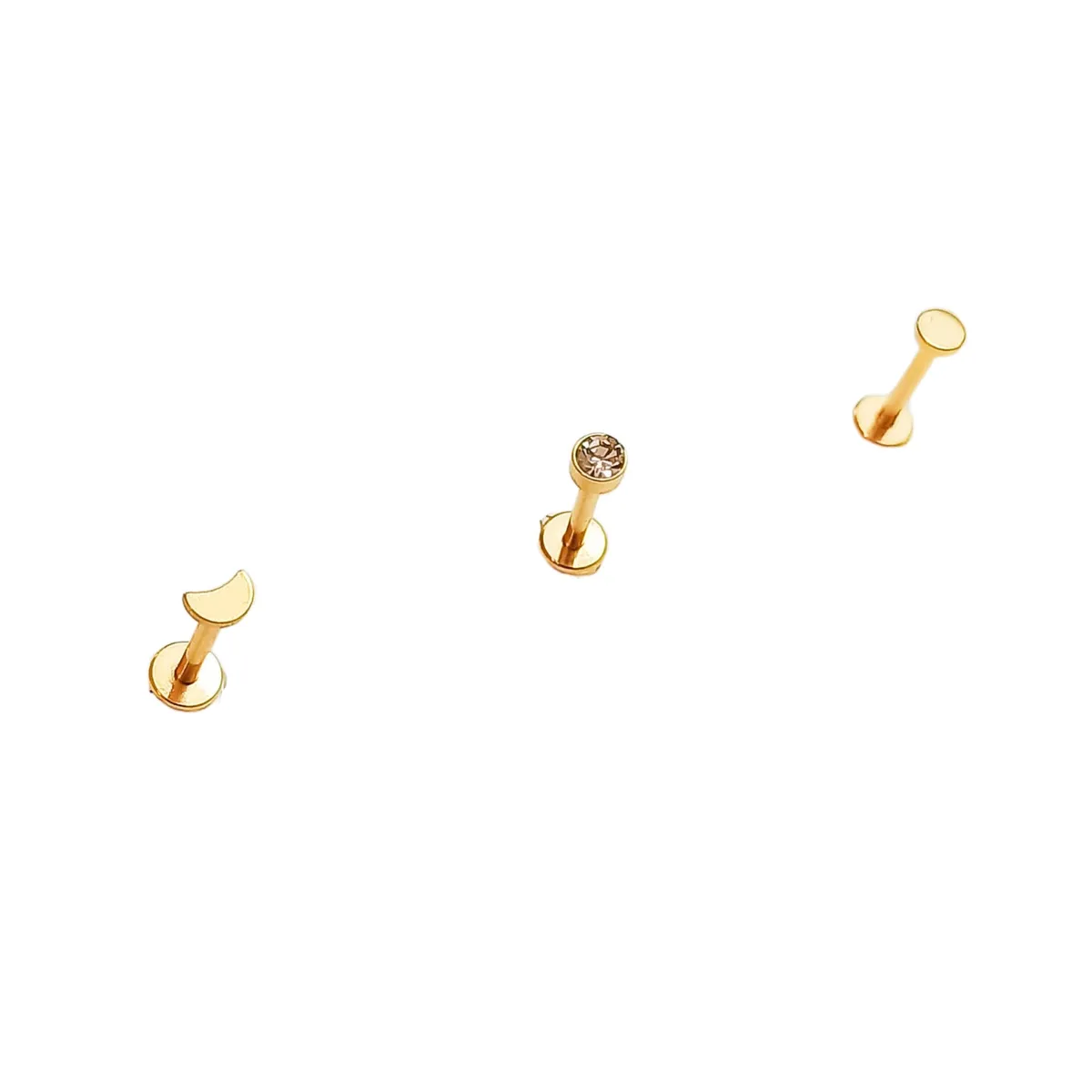 ELBAULDEJUMA - Conjunto set Fase lunar Piercing Chapado En Oro 18k Nostril Labret