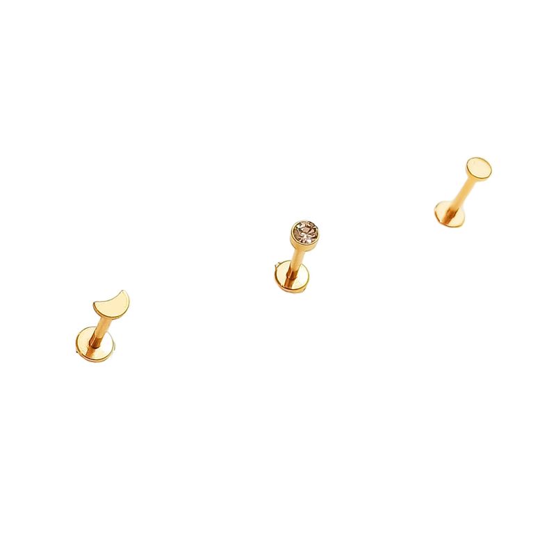 ELBAULDEJUMA - Conjunto set Fase lunar Piercing Chapado En Oro 18k Nostril Labret