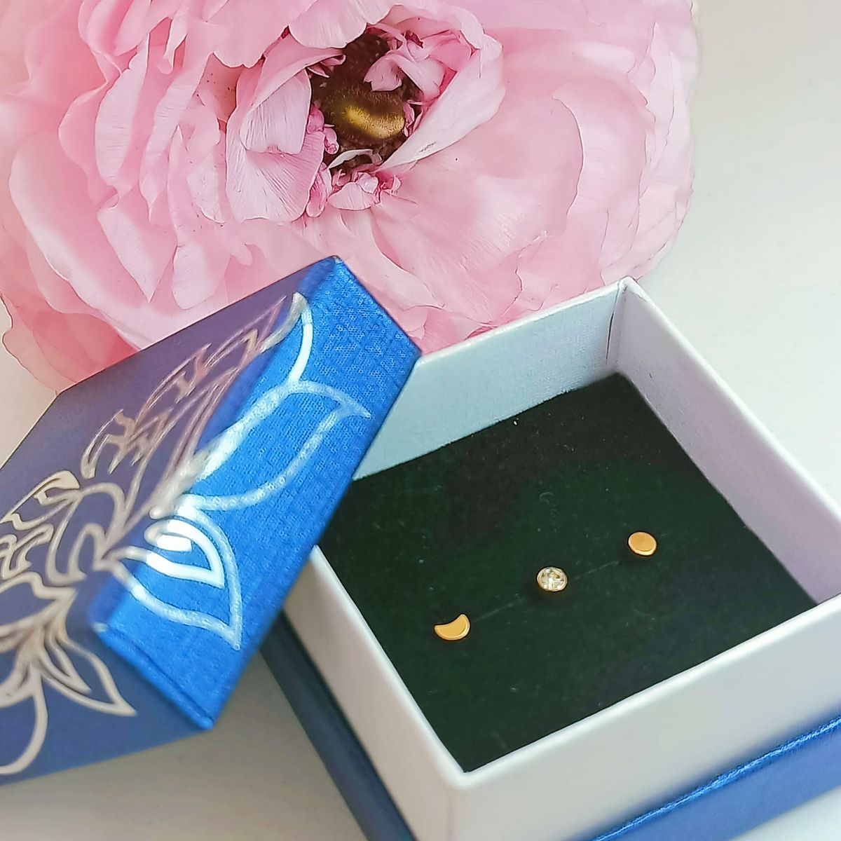 ELBAULDEJUMA - Conjunto set Fase lunar Piercing Chapado En Oro 18k Nostril Labret