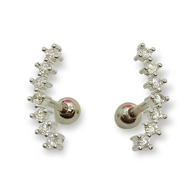 ELBAULDEJUMA - Pendientes curvos circonio translucido hipoalergénico Piercing Helix.-