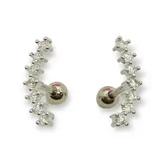 ELBAULDEJUMA - Pendientes curvos circonio translucido hipoalergénico Piercing Helix
