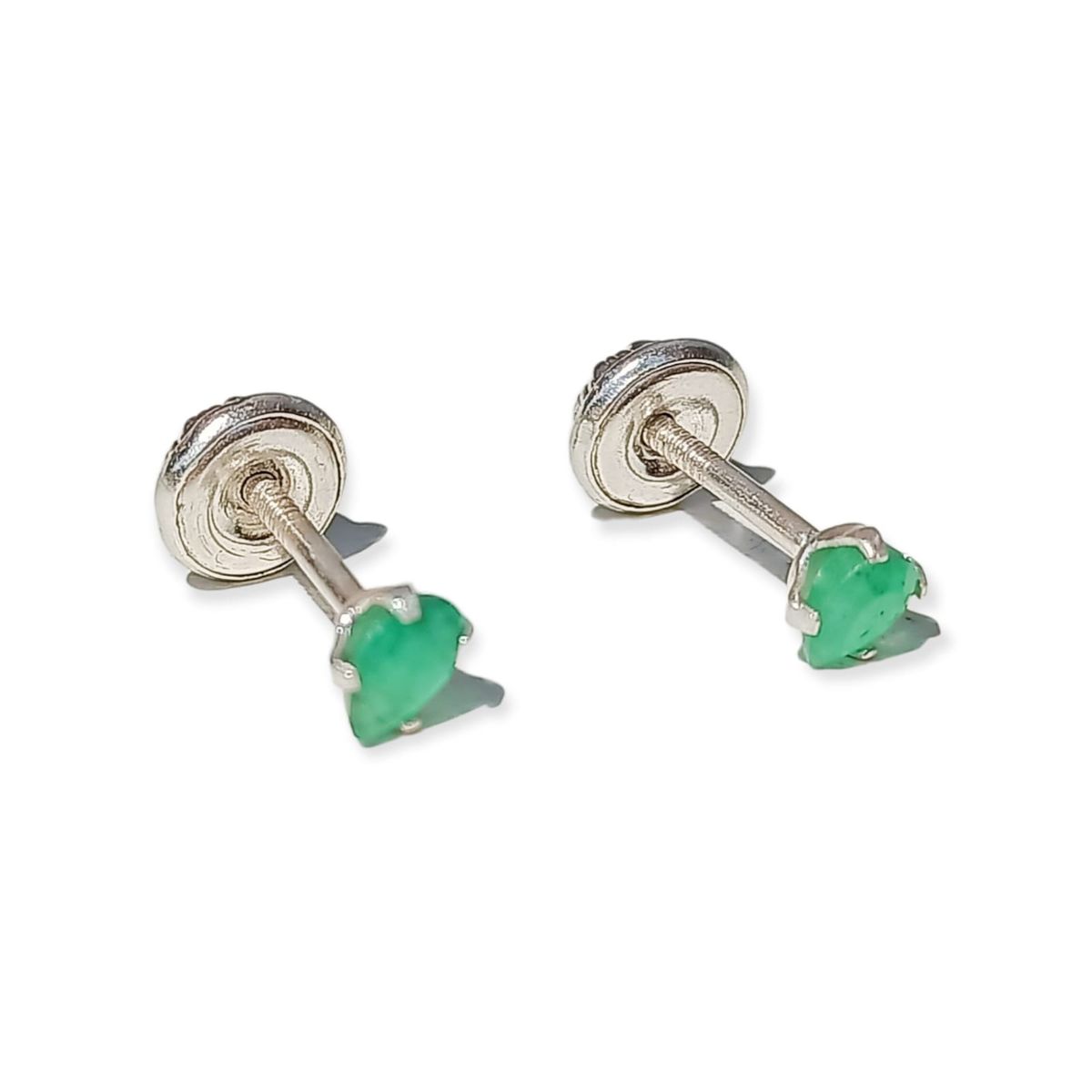 ELBAULDEJUMA - Aros tuerca Esmeralda natural genuina 3mm plata fina ley S925