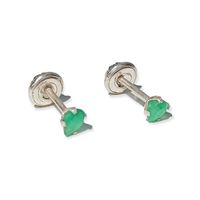 Aros tuerca Esmeralda natural genuina 3mm plata fina ley S925