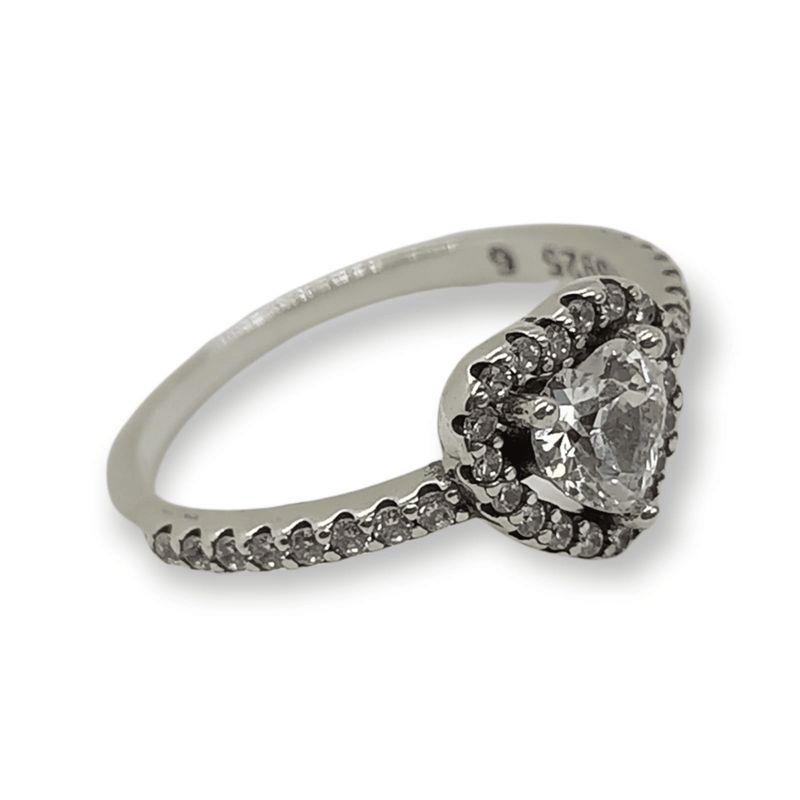 ELBAULDEJUMA - Anillo Plata 925 Corazón Amor Zirconia Compromiso talla 9