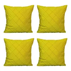 GENERICO - Pack 4 Unidades Funda Para Cojin Terciopelo Rombo A Eleccion - Amarillo