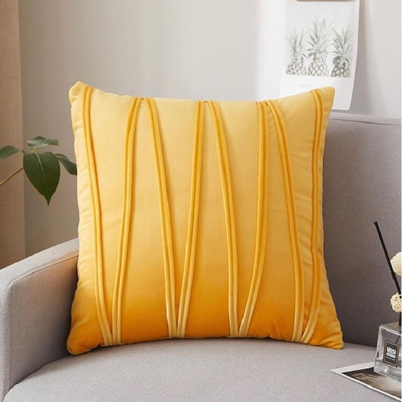 GENERICO - Funda De Cojin Terciopelo Pack 2 Unidades Con Diseño 45x45cm - Amarillo