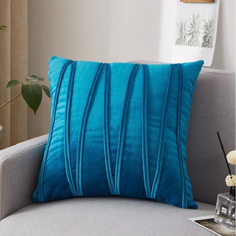 GENERICO - Funda De Cojin Terciopelo Pack 2 Unidades Con Diseño 45x45cm - Turquesa