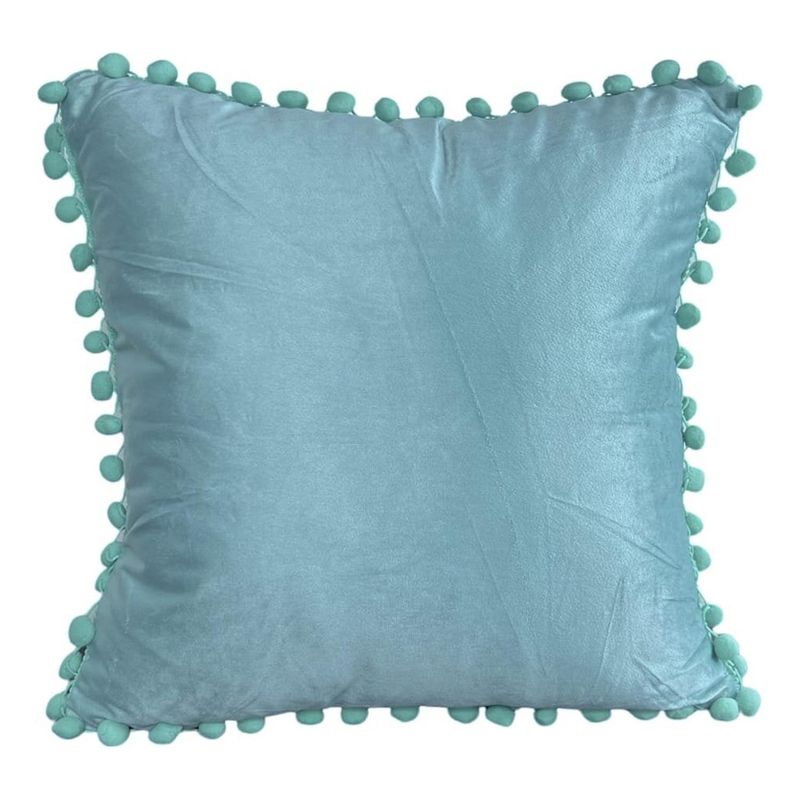 GENERICO - Pack 2 Funda De Cojines Terciopelo Con Pompones Menta