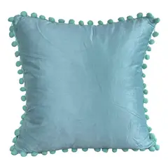 GENERICO - Funda De Cojines Con Pompones Medida 45x45 Terciopelo Menta