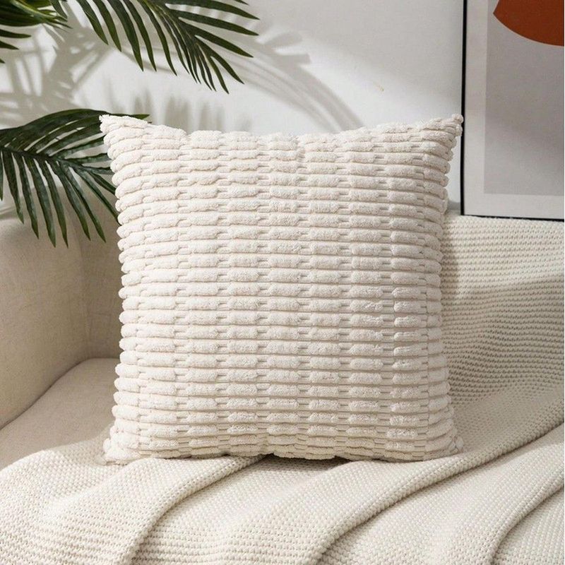 GENERICO - Pack De 2 Fundas De Terciopelo Con Textura Plush 45x45cm Crema