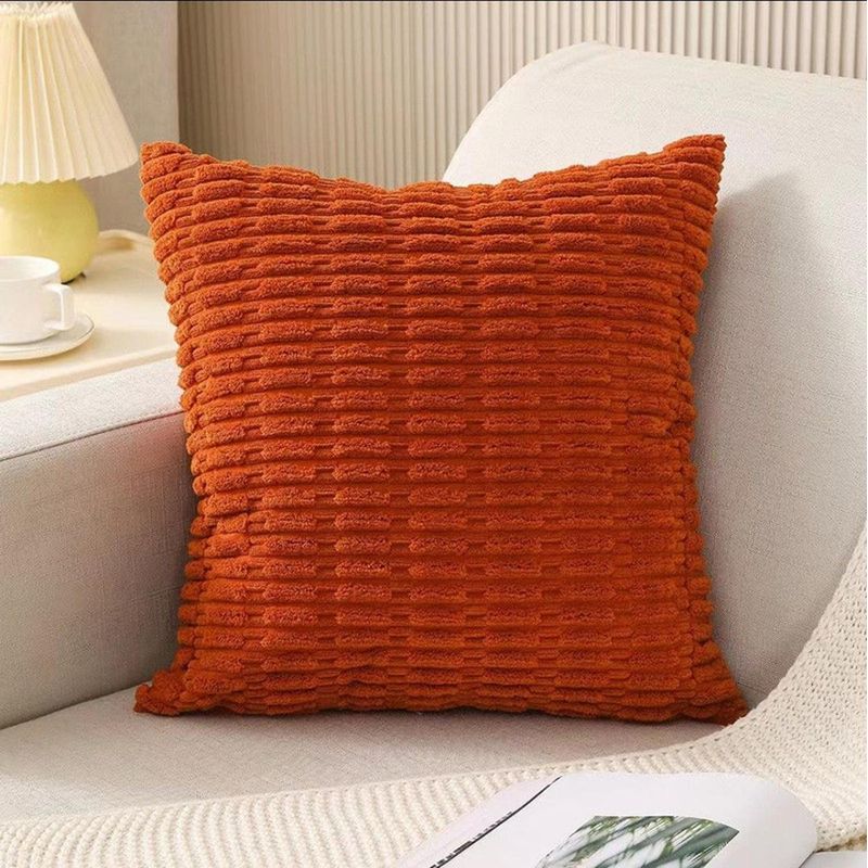 GENERICO - Pack De 2 Fundas De Terciopelo Con Textura Plush 45x45cm Naranjo
