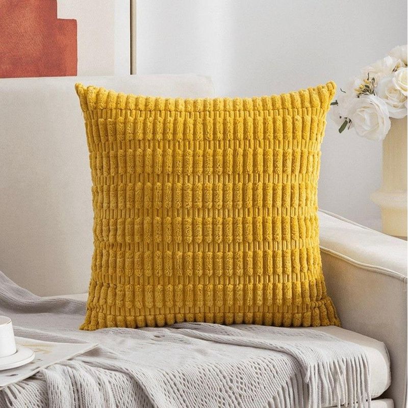 GENERICO - Pack De 2 Fundas De Terciopelo Con Textura Plush 45x45cm Amarillo