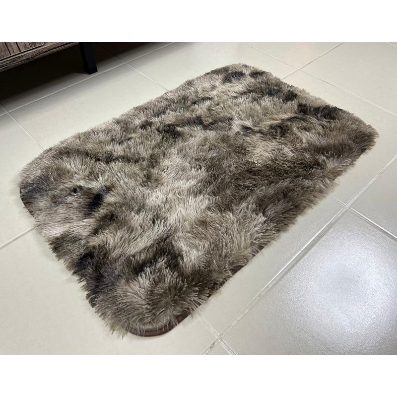 GENERICO - Alfombra Baja De Cama Peluda 100% Poliester 50x80cm Cafe Jaspeado