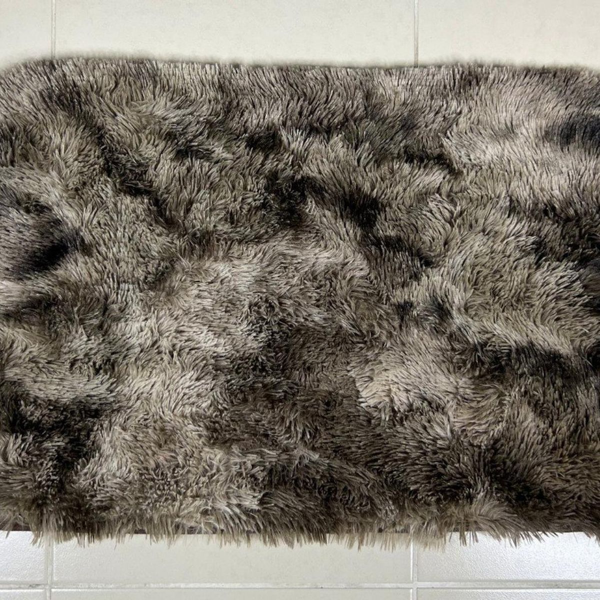 GENERICO - Alfombra Baja De Cama Peluda 100% Poliester 50x80cm Cafe Jaspeado