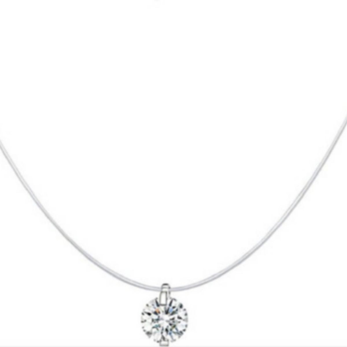 ELBAULDEJUMA - Colgante Collar Punto Luz Plata Gargantilla invisible