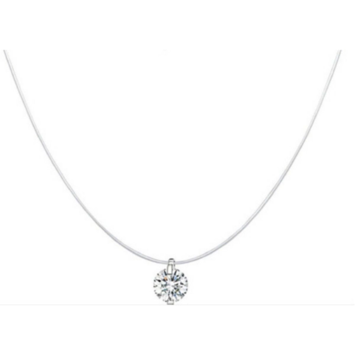 ELBAULDEJUMA - Colgante Collar Punto Luz Plata Gargantilla invisible