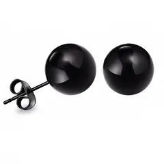 ELBAULDEJUMA - Pendientes bola esfera acero negras 6mm