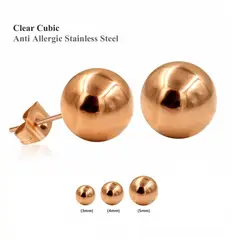 ELBAULDEJUMA - Aros esferas 5mm Gold rose chapado en oro 18kl hipoalergenico