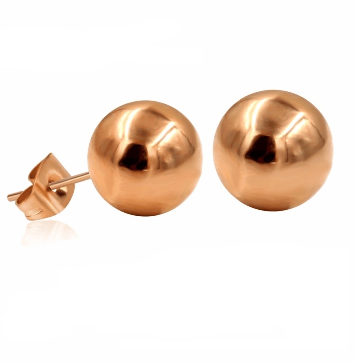ELBAULDEJUMA - Aros esferas 8mm Gold rose chapado en oro 18kl hipoalergenico